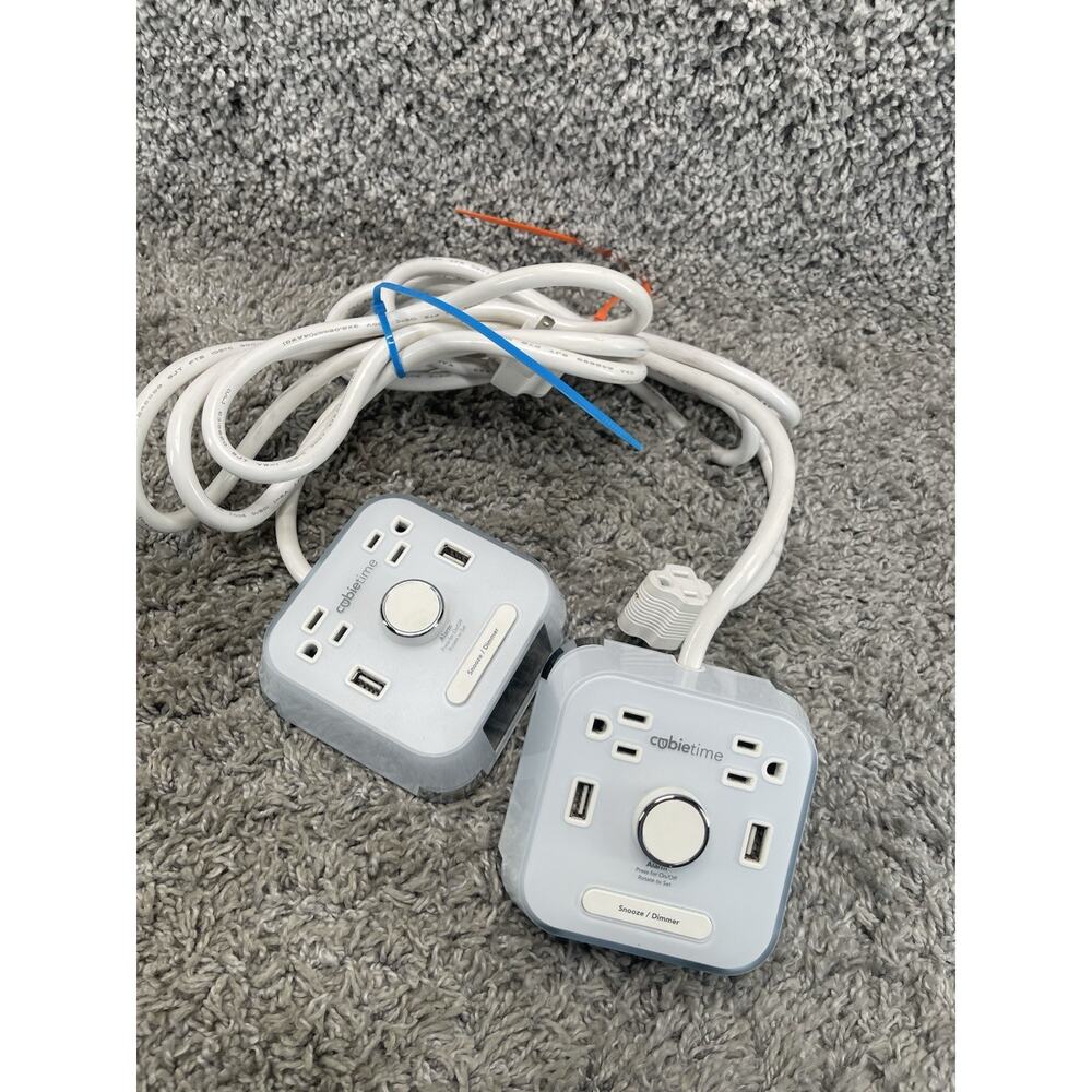CubieTime BPECT Hotel Alarm Clock With 2 Outlets 2 USB Ports White Tested 2pk
